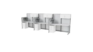 Cubicles Regency Furniture 3 Person In-Line Cubicle Workstation 193in W x 33in D with Storage