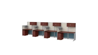 Cubicles Regency Furniture 4 Person In-Line Cubicle Workstation 258in W x 33in D with Storage