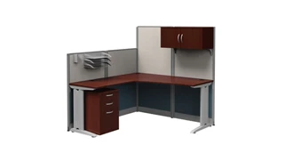 Cubicles Regency Furniture L-Shaped Cubicle Workstation 65in W x 65in D with Storage and Accessory Kit