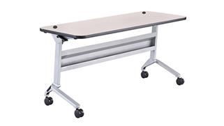 Training Tables Safco Office Furniture 6ft x 18in Rectangular Slant Leg Mobile Flip Table with Dual Grommets