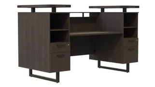 Reception Stand-Alone Desk Safco Office Furniture 78in W Reception Desk with Glass Countertop