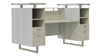 Reception Stand-Alone Desk Safco Office Furniture 78in W Reception Desk with Glass Countertop