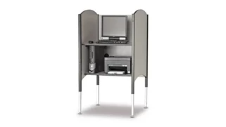 Standing Desks - Manually Adjustable Smith Carrel Kiosk Carrel with Printer Shelf & CPU Holder
