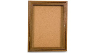 Bulletin Boards United Visual 24in x 36in Oak in Door Enclosed Corkboard