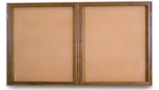 Bulletin Boards United Visual 60in x 36in Oak in Door Enclosed Corkboard