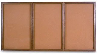 Bulletin Boards United Visual 96in x 48in 3 Door Oak in Door Corkboard