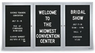 Specialty Boards United Visual 72in x 36in Outdoor Enclosed Letterboard