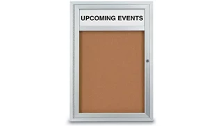 Bulletin Boards United Visual 24in X 36in in Door Enclosed Corkboard with Header