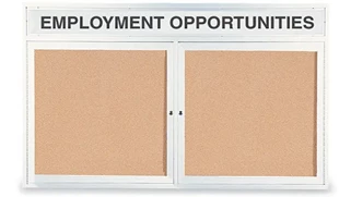 Bulletin Boards United Visual 42in x 32in in Door Enclosed Corkboard with Header