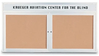 Bulletin Boards United Visual 60in x 36in in Door Enclosed Corkboard with Header