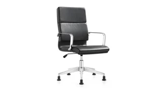 Conference Room Chairs Woodstock Leather Swivel Side Chair with Glides