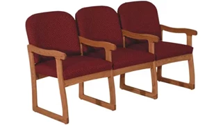 Lobby & Guest Chairs - Wood Wooden Mallet Triple Sled Base Sofa with Arms