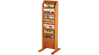Literature Organizers Wooden Mallet 7 Pocket Oak Magazine Floor Rack
