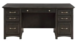 Wood Veneer Desks Wilshire Furniture 66in x 27in Double Pedestal Desk