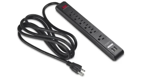Power Module 12in W x 2in D x 1in H with Six AC Outlets