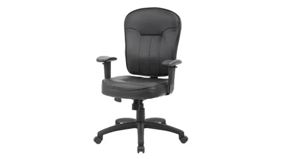 Mid-Back Leather Task Chair Adjustable Arms Large