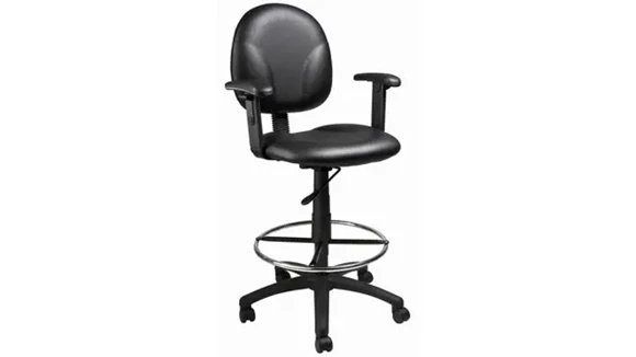 Folding Drafting Stool with CareSoft Upholstery and Adjustable Arms