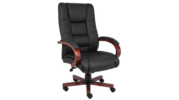 High-Back Executive Chair CaressoftPlus Wood Accents