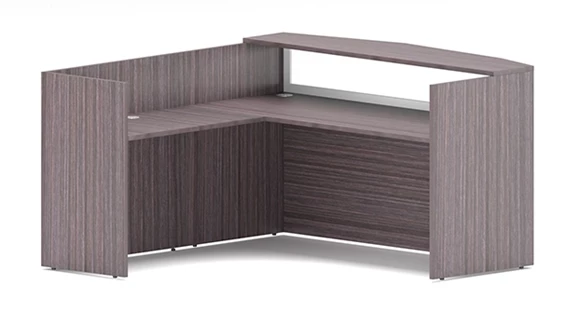 L-Desk Reception Desk 71in W x 78in D with Frosted Glass Top