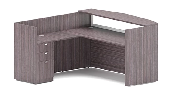 L-Desk Reception Desk 71in W x 78in D with 1 Pedestal and Wire Management