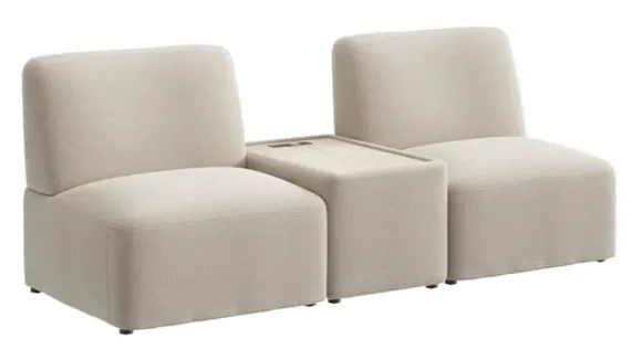 Modular 2 Seater Sectional with Charging Station