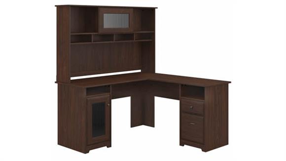 60in W L-Shaped Computer Desk with Hutch