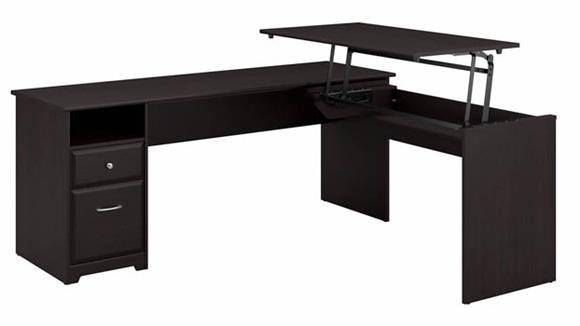 72in W 3 Position Sit to Stand L-Shaped Desk
