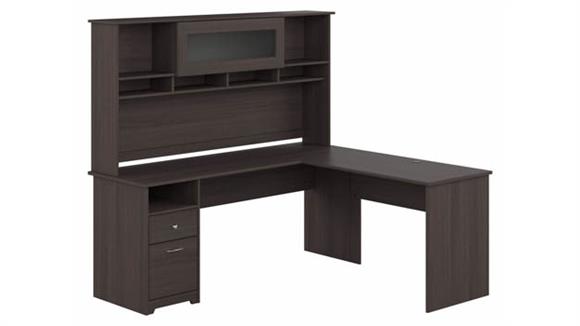 72in W L-Shaped Computer Desk with Hutch and Drawers