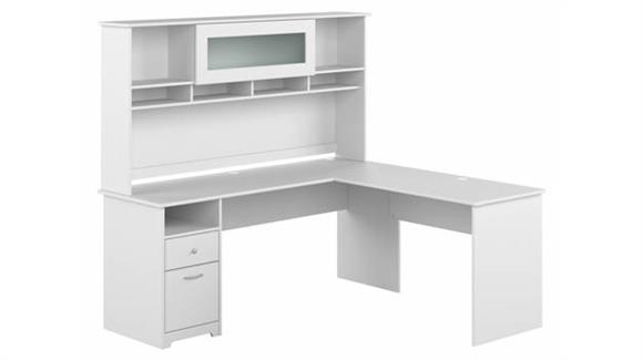 72in W L-Shaped Computer Desk with Hutch and Drawers