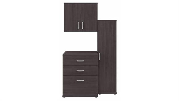 3 Piece Modular Closet Storage Set with Floor and Wall Cabinets