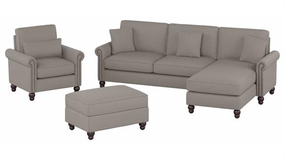 102in W Sectional Sofa with Reversible Chaise Lounge, Accent Chair and Ottoman