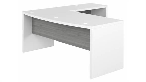 72in W Bow Front L-Shaped Desk