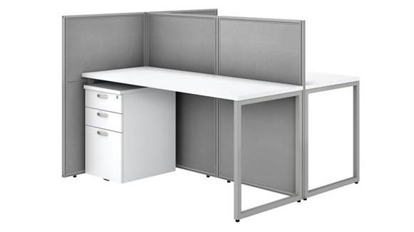 60in W 2 Person Straight Desk Open Office with 3 Drawer Mobile Pedestals and 45in H Panels