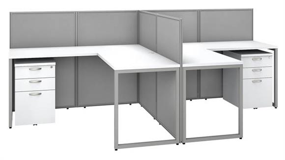 60in W 2 Person L-Desk Open Office with 2 - 3 Drawer Mobile Pedestals and 45in H Panels