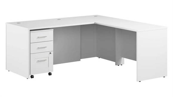 72in W x 30in D Executive L-Shaped Desk with 3 Drawer Mobile File Cabinet