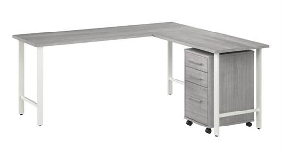 72in W x 24in D L-Shaped Computer Desk with 3 Drawer Mobile File Cabinet