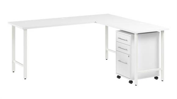 72in W x 24in D L-Shaped Computer Desk with 3 Drawer Mobile File Cabinet