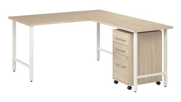 60in W x 30in D L-Shaped Computer Desk with 3 Drawer Mobile File Cabinet