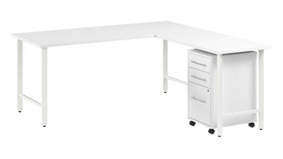 72in W x 30in D L-Shaped Computer Desk with 3 Drawer Mobile File Cabinet