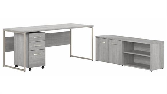 72in W x 30in D Computer Table Desk with Storage and Assembled Mobile File Cabinet