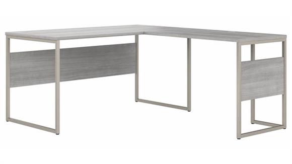 60in W x 72in D L-Shaped Table Desk with Metal Legs