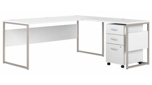 72in W x 72in D L-Shaped Table Desk with Assembled Mobile File Cabinet
