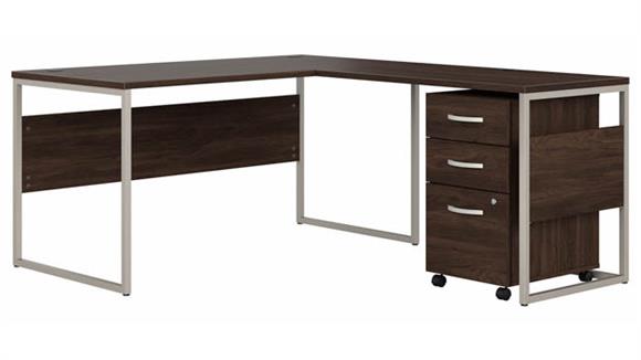 60in W x 72in D L-Shaped Table Desk with Mobile File Cabinet