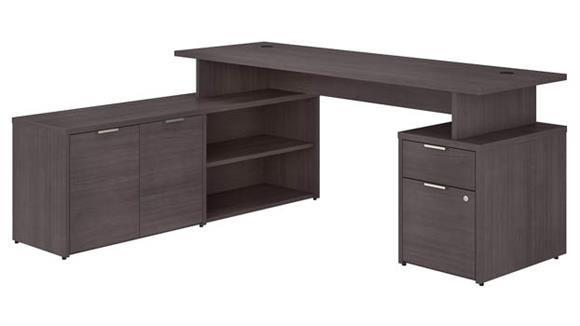 72in W L-Shaped Desk with Drawers