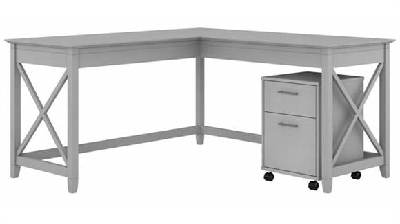 60in W L-Shaped Desk with Mobile File Cabinet