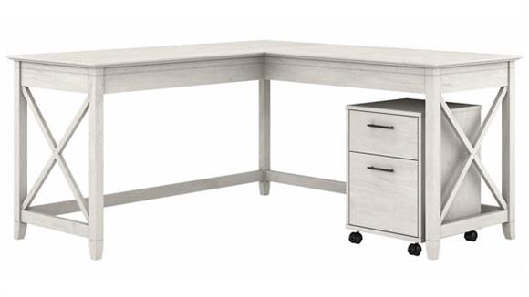 60in W L-Shaped Desk with Mobile File Cabinet