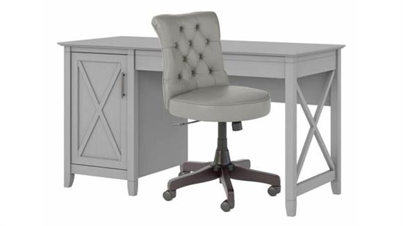 54in W Computer Desk with Mid Back Tufted Office Chair