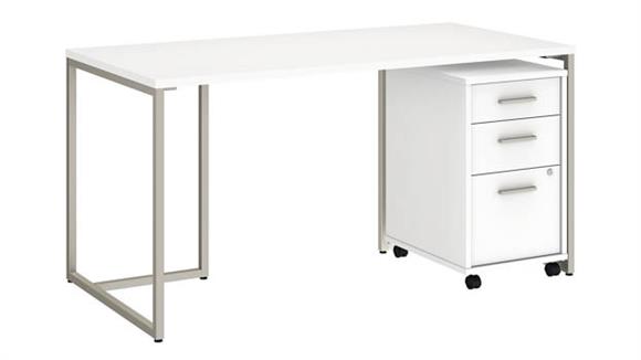 60in W Table Desk with 3 Drawer Mobile File Cabinet