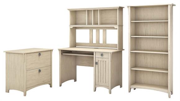 Mission Desk with Hutch, Lateral File Cabinet and 5 Shelf Bookcase