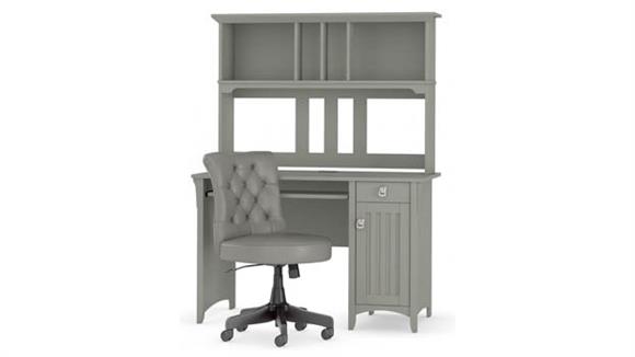 48in W Computer Desk with Hutch and Mid Back Tufted Office Chair